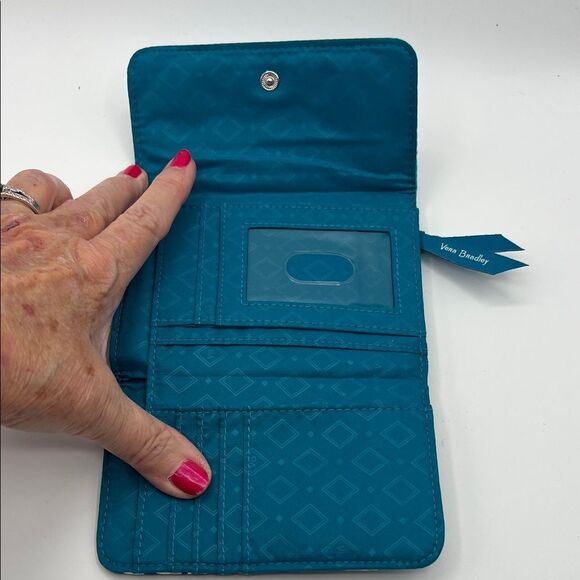 Vera Bradley Waikiki Paisley Teal and Purple Quilted Wallet - Picture 2 of 5